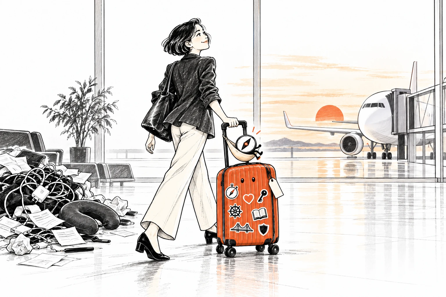 Freitag am Flughafen. Der Koffer hat seine Arbeit gemacht.