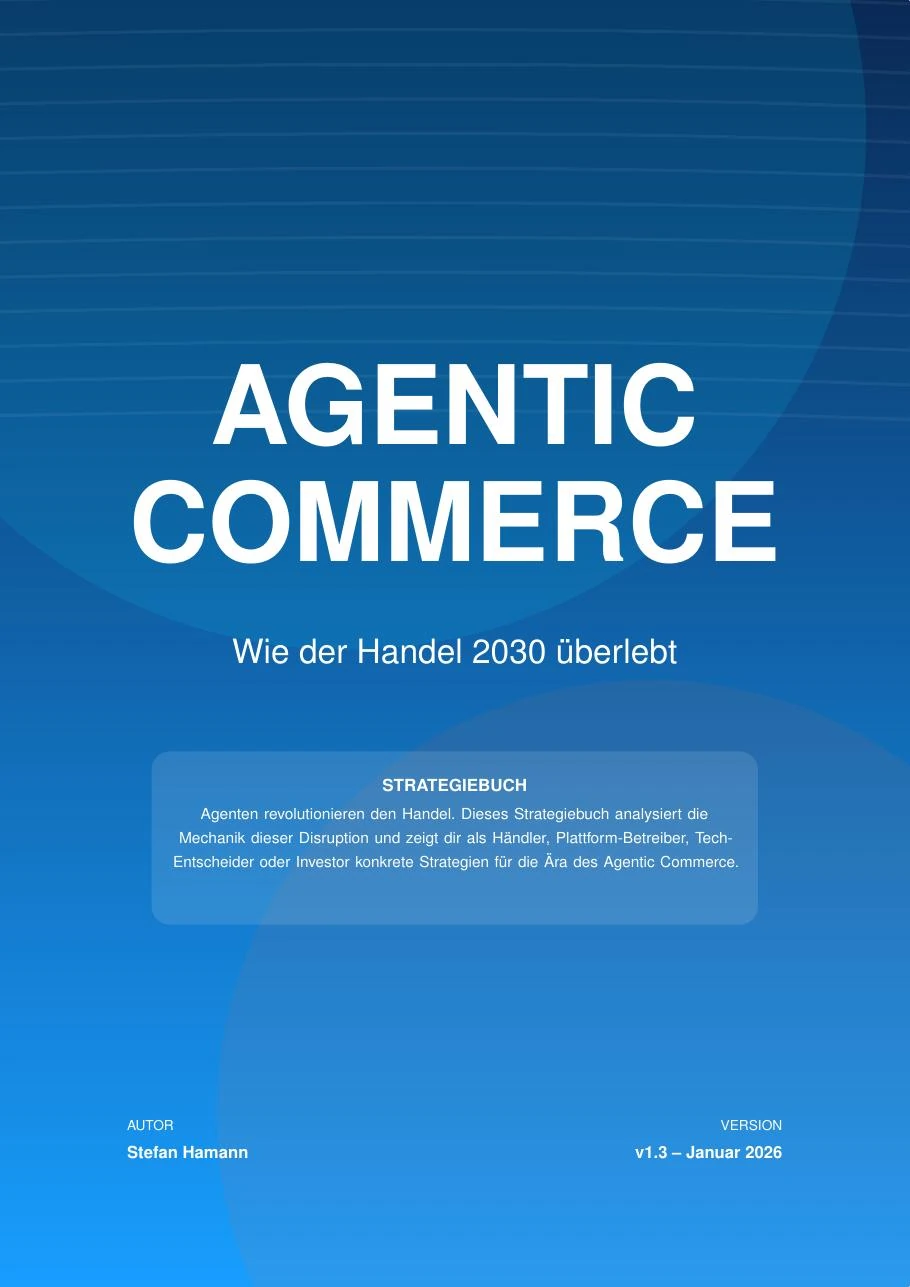 Historische Originalcover: Whitepaper vom 21. Januar 2025 und Strategiebuch vom Januar 2026. Quelle: agentic-commerce.sh. [S01, S03, S04]